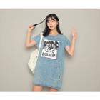 Frey-trim Sequined Denim Dress