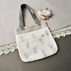 Rabbit Print Canvas Tote Bag Gray - One Size