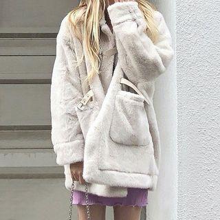 Fleece Zipped Coat Beige - One Size