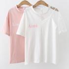 Sheer Panel Lettering Short-sleeve T-shirt