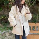 Hooded Padded Zip Coat Off White - One Size