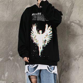 Angel Print Hooded Sweatshirt