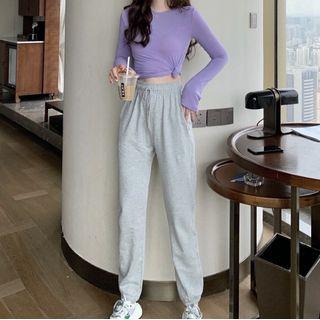 Long-sleeve Plain T-shirt / Sweatpants