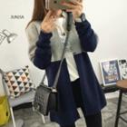 Two-tone Open-front Knit Jacket