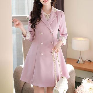 Lace-cuff Faux-pearl Flared Jacket