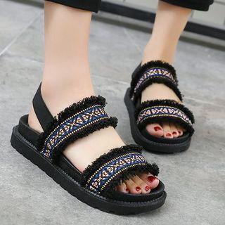 Fringed Fabric Sandals