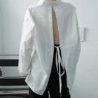 Pocket-front Open-back Oversize Shirt White - One Size