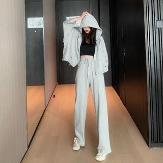 Crop Zip Hoodie / Wide Leg Pants