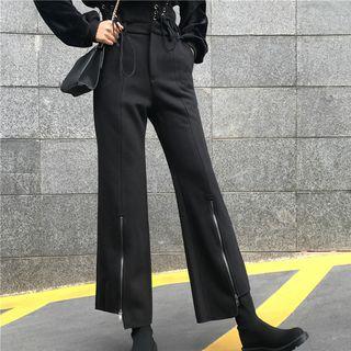 Zip Front Straight Cut Pants