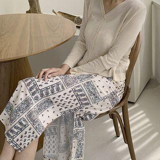 Textured Maxi Paisley Skirt Beige - One Size