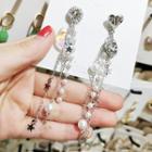 Non-matching Rhinestone Dangle Earring 1 Pair - Silver - One Size