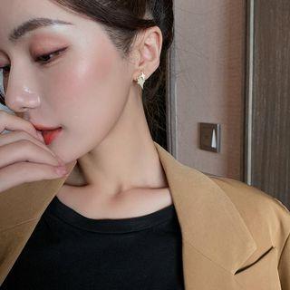 Star Rhinestone Alloy Earring 1 Pair - S925 Silver Needle - Silver Rhinestone - Gold - One Size