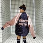 Color Panel Velvet Baseball Jacket