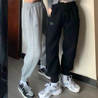 Cartoon Embroidered Drawstring Sweatpants