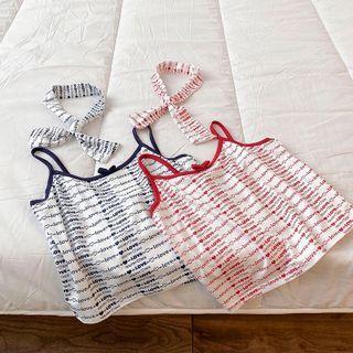 Set: Spaghetti Strap Lettering Top + Neck Tie