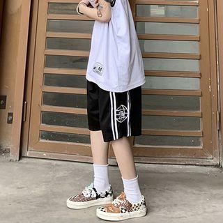 Contrast Trim Straight Leg Shorts