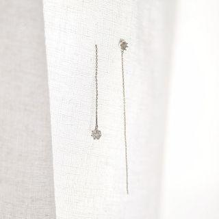 Rhinestone Asymmetric Drop Earrings Silver - One Size
