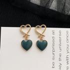 Heart Ear Stud 1 Pair - Dark Green - One Size