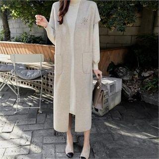Cap-sleeve Wool Blend Long Vest