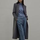 Double-button Long Coat Melange Gray - One Size