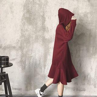 Ruffle Hem Hoodie Dress