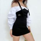 Off Shoulder Lantern-sleeve Two In One Dress