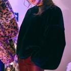 Crew-neck Oversized Faux-fur Pullover