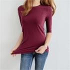 Elbow-sleeve Slim-fit T-shirt In 8 Colors
