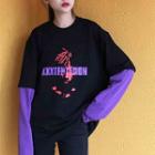 Printed Mock Two Piece Long-sleeve T-shirt