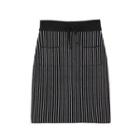 Striped Pencil Skirt Black - S