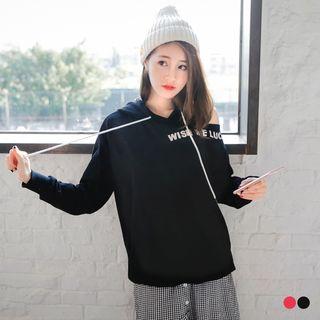 Single-cutout-shoulder Hoodie