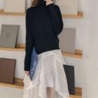 Slit Sweater / Tiered Midi Skirt