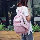 Set: Lettering Strap Canvas Backpack + Pouch