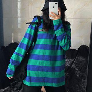 Striped Long-sleeve T-shirt Stripe - Blue & Green - One Size