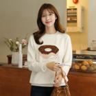 Donut-embroidered Relaxed-fit Knit Top