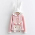 Ear Accent Rabbit Print Hoodie