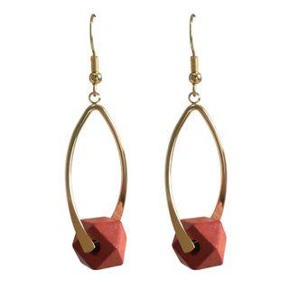 Geometrical Wood Drop Earring