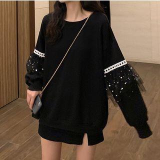 Mesh Panel Sweatshirt Black - One Size