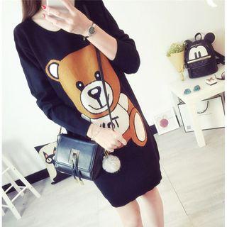 Bear Print Sweater Dress