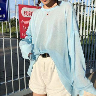 Loose-fit See-through Light Knit Top