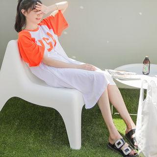 Raglan-sleeve Lettering T-shirt Dress