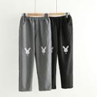 Rabbit Embroidered Straight-fit Pants