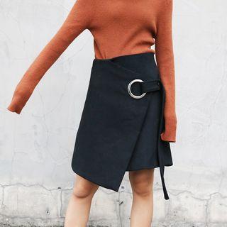 Asymmetric-hem Paneled A-line Skirt