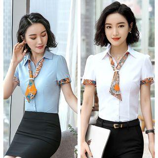 Short-sleeve Shirt With Print Tie