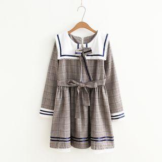 Long-sleeve Sailor A-line Dress