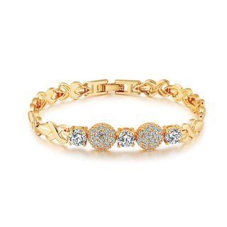 Fashion And Elegant Plated Gold Geometric Round Bracelet With Cubic Zirconia Golden - One Size