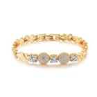 Fashion And Elegant Plated Gold Geometric Round Bracelet With Cubic Zirconia Golden - One Size