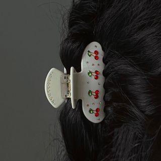 Cherry Rhinestone Hair Clamp 2095a# - Red Cherry - White - One Size