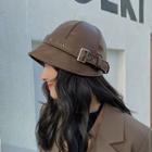Buckled Faux Leather Bucket Hat