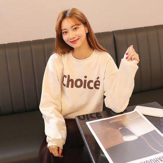 Letter Print Brushed-fleece Sweatshirt